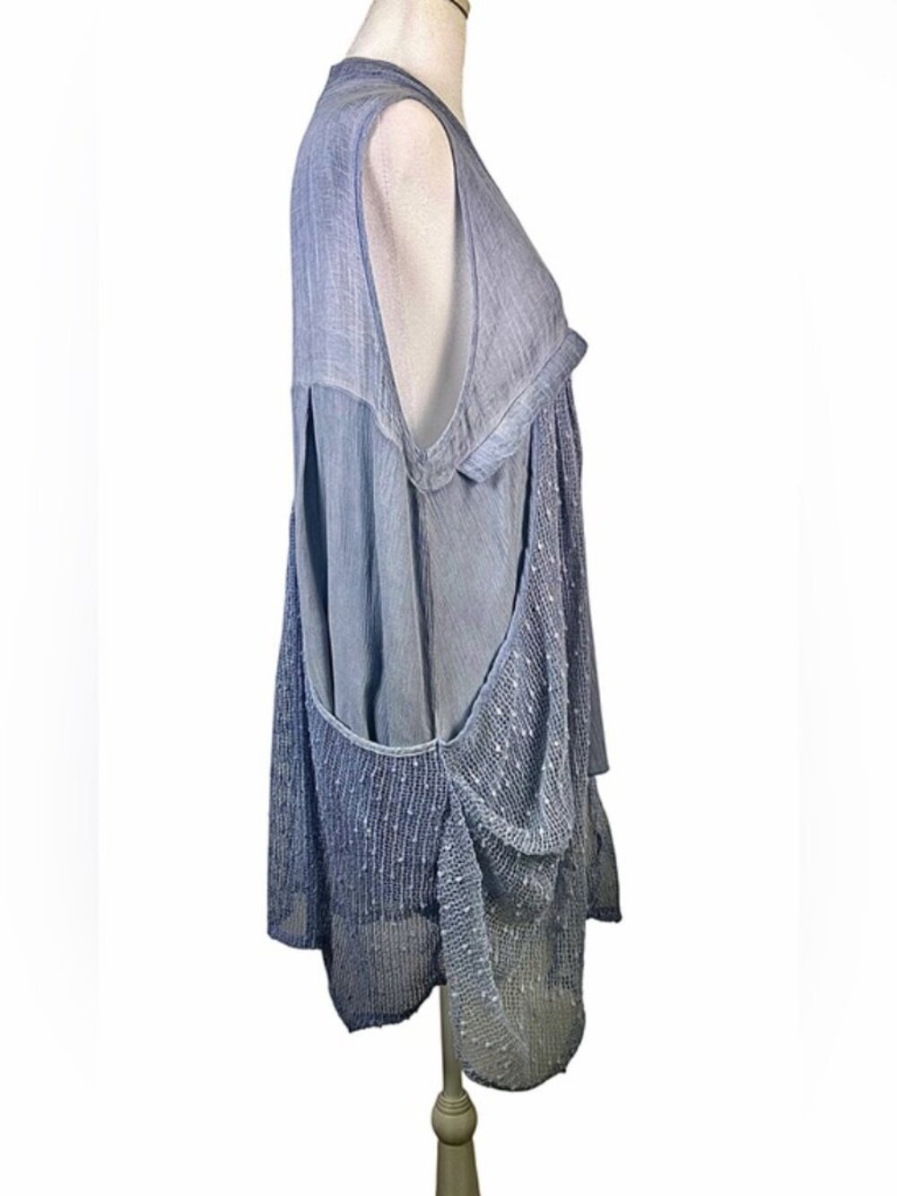 Simply Couture Dusty Blue Lagenlook Draped Vest L Boho Artwear Layered - Picture 5 of 12